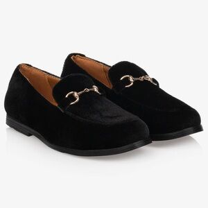 Romano - Boys Black Velvet Loafers